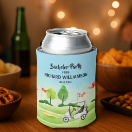 Enfriador De Latas Fiesta de Solteros Tema de Golf Nombre Fecha