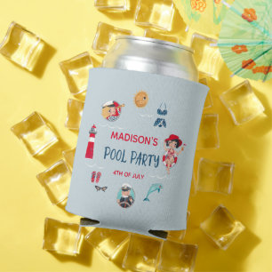 Enfriador De Latas Fiesta de verano en la piscina adorable