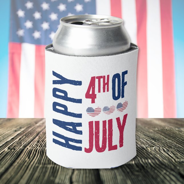 Enfriador De Latas Fiesta del 4 de Julio (4th Of July Patriotic American Flag Can Cooler)