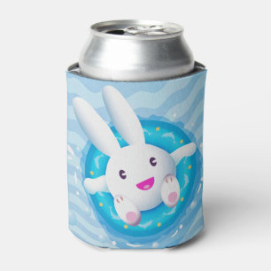 Enfriador De Latas Fiesta en la piscina blanca linda del conejito
