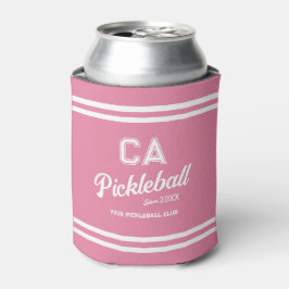 Enfriador De Latas Fiesta Escudo del Club de Pickleball Rosa Preppy