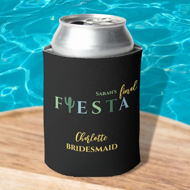 Enfriador De Latas Fiesta Final Bachelorette Party Favor Cactus (final fiesta bachelorette party favors koozie cactus mexican themed party green and yellow)