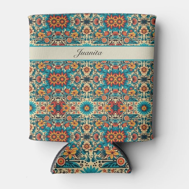 Enfriador De Latas Fiesta florece, personalizable (Anverso)