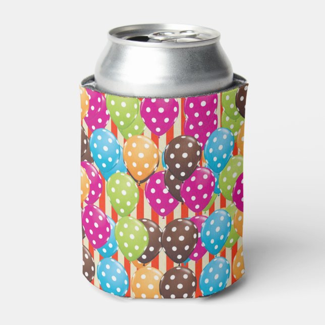 Enfriador De Latas Fiesta Globos Stripes polka hace el circo Diversió (Lata Anverso)