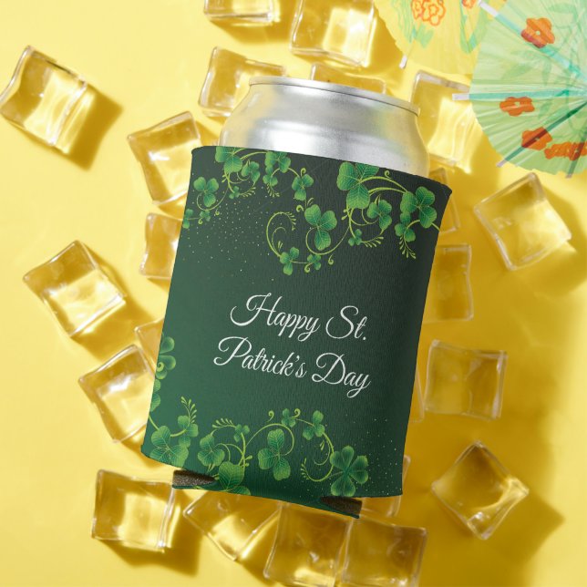 Enfriador De Latas Fiesta irlandés del Green Shamrock Vine (Verano in situ)