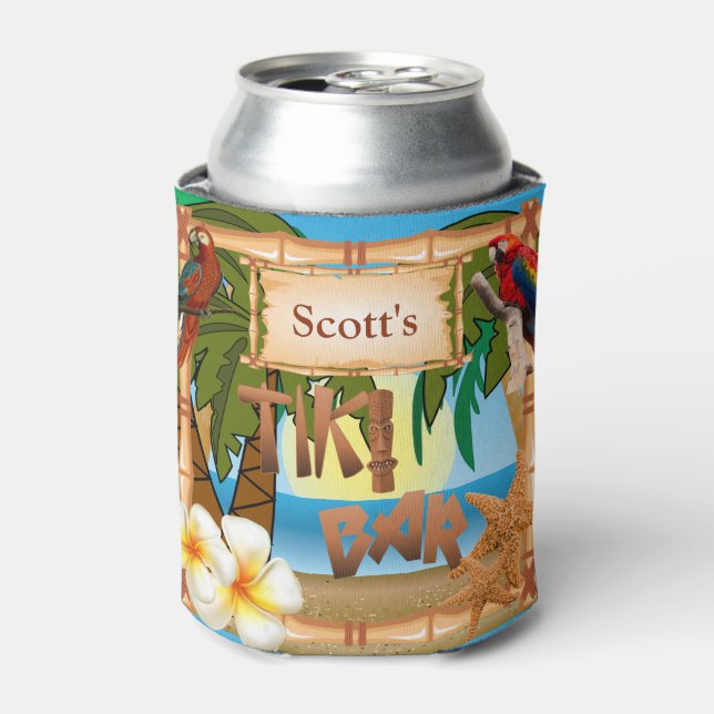 Enfriador De Latas Fiesta personalizado de bar tiki (Lata Anverso)