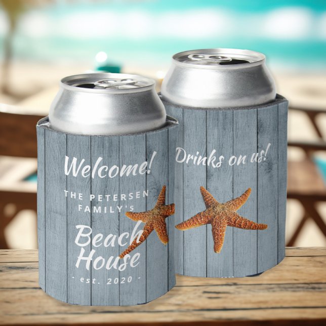 Enfriador De Latas Fiesta personalizado de la familia Beach house (Subido por el creador)