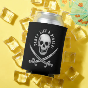 Enfriador De Latas Fiesta Pirata de la Bandera Jolly Roger