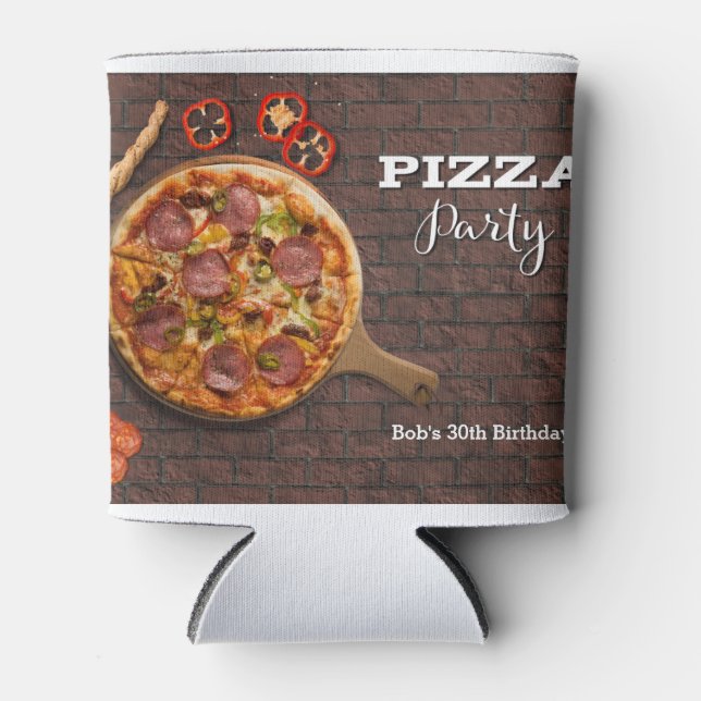 Enfriador De Latas Fiesta Pizza Nacimiento Adulto Regalo Invitado (Anverso)