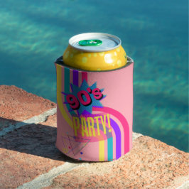 Enfriador De Latas Fiesta Retro de los 90 Rosa Cumpleaños Nostálgico