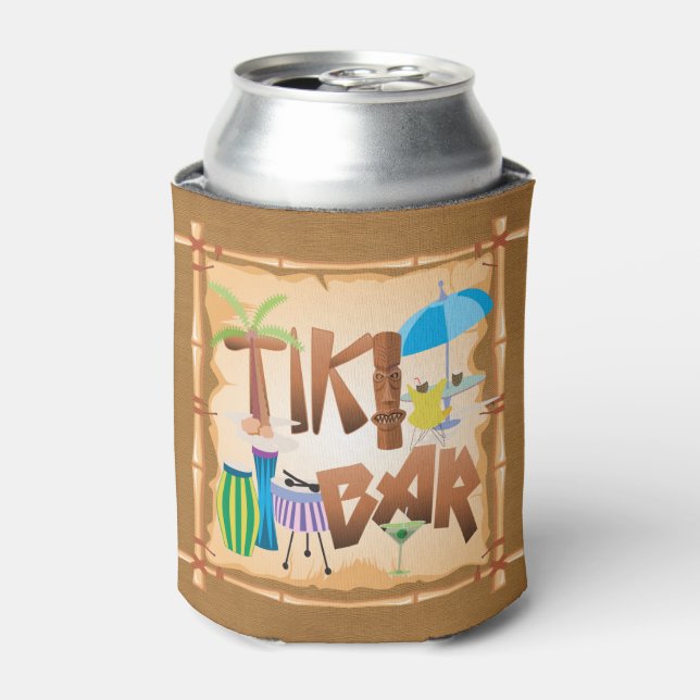 Enfriador De Latas Fiesta Retro Tiki Bar (Lata Anverso)