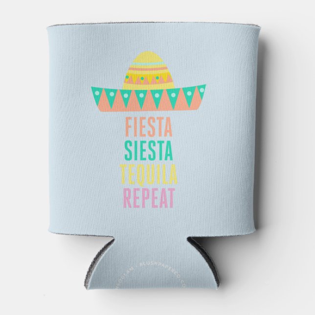 Enfriador De Latas Fiesta Siesta de Bachelorette Party Favor Repetir (Anverso)