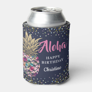 Enfriador De Latas Fiesta Tropical Rosa Gold Pineapple Beach