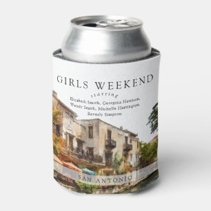 Enfriador De Latas Fin de semana de acuarela de chicas en San Antonio
