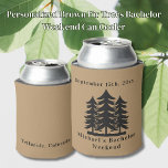 Enfriador De Latas Fin de semana de Bachelor de Árboles de Peces Marr<br><div class="desc">Los Refrigeradores de bebidas personalizados del Refrigerador de bebidas de fin de semana de Bachelor Fir Trees Marrones son el mejor regalo para sus amigos para recordar su día especial. ¡Saludos a una divertida y memorable fiesta de solteros! Agregue la redacción de su personalizado a este diseño utilizando los cuadros...</div>