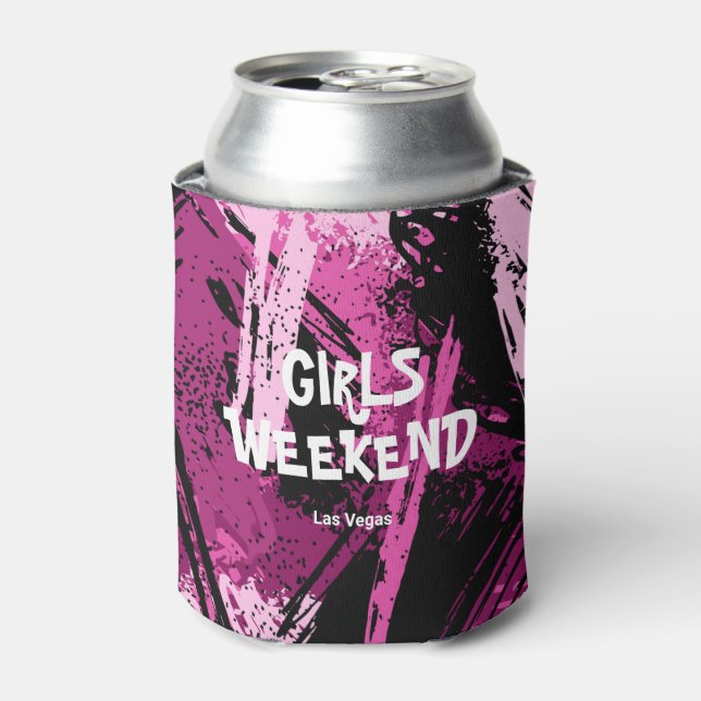 Enfriador De Latas Fin de semana de Bachelorette Party Chicas (Lata Anverso)