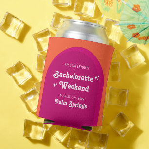 Enfriador De Latas Fin de semana de bachillerato rosa y Naranja