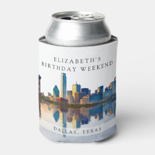 Enfriador De Latas Fin de semana de cumpleaños acuarela de la silueta