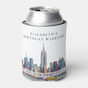 Enfriador De Latas Fin de semana de cumpleaños acuarela de Nueva York
