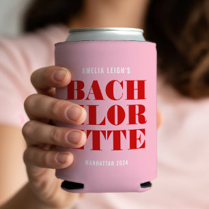 Enfriador De Latas Fin de semana de despedida de soltera rosa y rojo