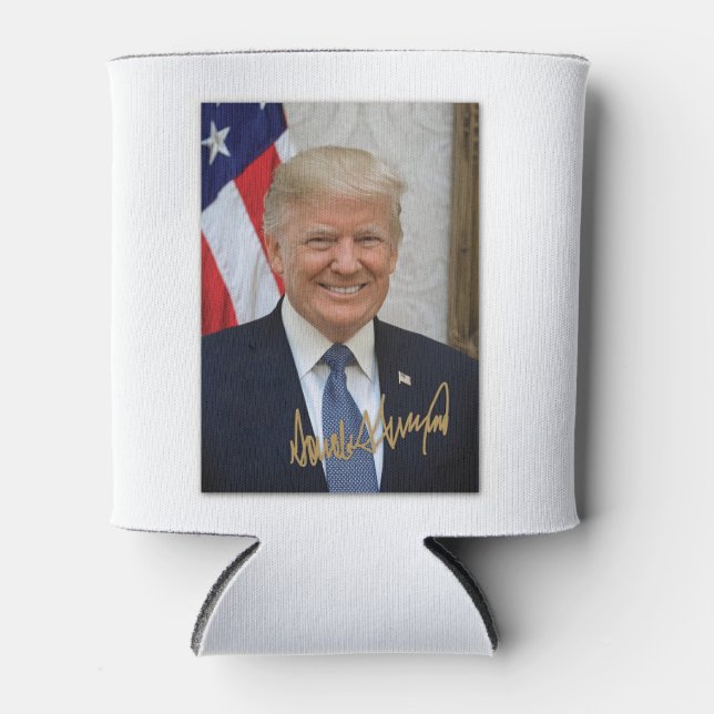 ENFRIADOR DE LATAS FIRMADO POR EL PRESIDENTE TRUMP...... (Anverso)