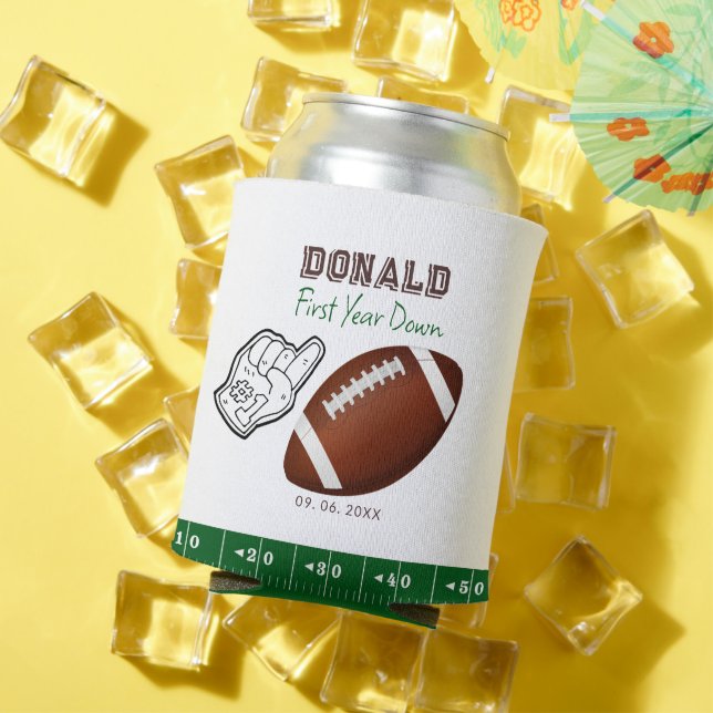 Enfriador De Latas First Year Down Football Birthday  (Verano in situ)