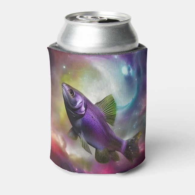 Enfriador De Latas Fish cósmico AI Fantasy Digital Art Print (Reverso de la lata)