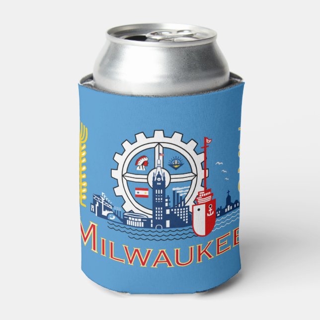 Enfriador De Latas Flag of Milwaukee, Wisconsin Can Cooler (Lata Anverso)