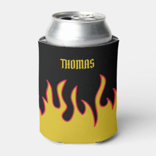 Enfriador De Latas Flamas amarillas, rojas y negras personalizadas