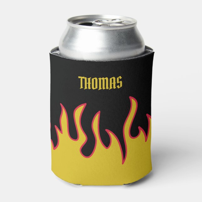 Enfriador De Latas Flamas amarillas, rojas y negras personalizadas (Lata Anverso)