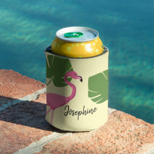 Enfriador De Latas flamenco rosa amarillo Nombre personalizado
