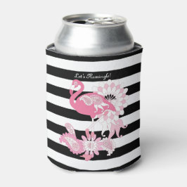 Enfriador De Latas Flamenco Rosa Caprichoso con Rayas Blancas y Negra