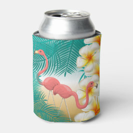 Enfriador De Latas Flamencos en un Verde azulado diseño tropical de p