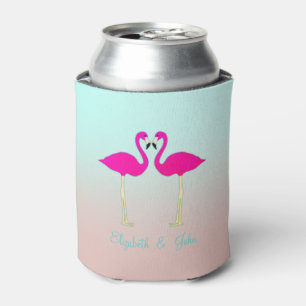 Enfriador De Latas Flamencos rosados adorables enamorados-Personaliza