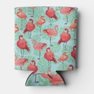 Enfriador De Latas Flamencos rosados: Patrón exótico sin foco.