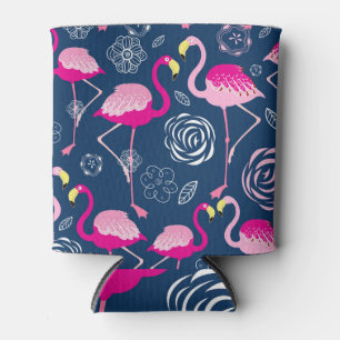 Enfriador De Latas Flamencos rosados: Patrón oscuro gráfico