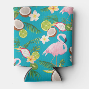 Enfriador De Latas Flamencos rosados: Patrón tropical sin foco
