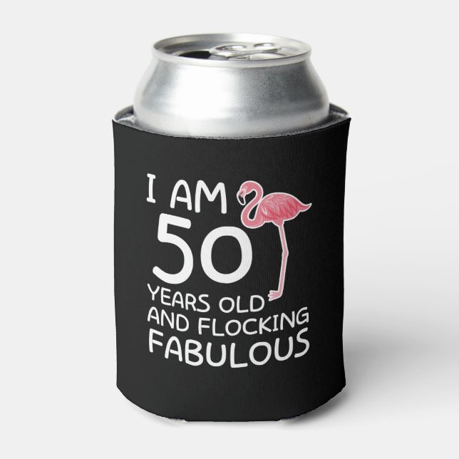 Enfriador De Latas Flamingo 50º cumpleaños Fabulous (Lata Anverso)