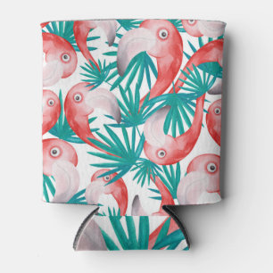 Enfriador De Latas Flamingo dibujado a mano: acuarela patrón sin cost