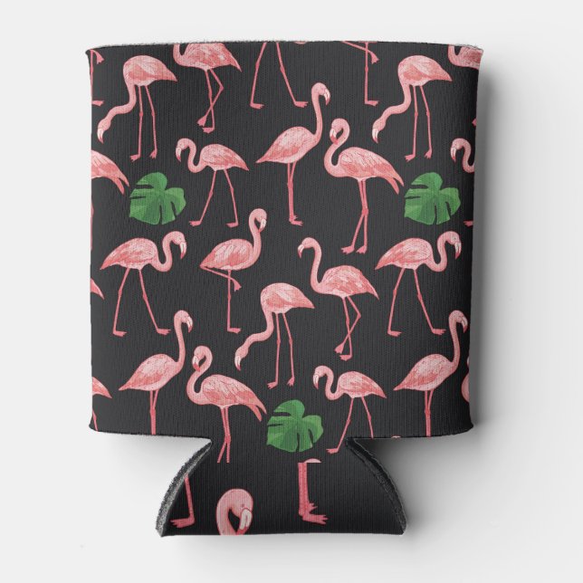 Enfriador De Latas Flamingo Elegance: Vieja Monstera Fusión. (Anverso)