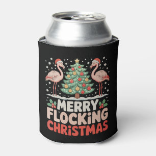 Enfriador De Latas Flamingo Merry Flocking Navidades Funny Xmas