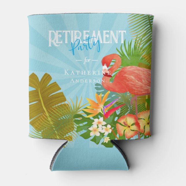 Enfriador De Latas Flamingo Retirement Blue Cooler (Anverso)