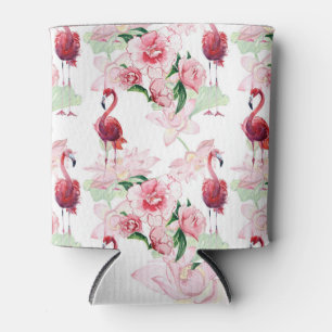 Enfriador De Latas Flamingo rosa: Elegancia de patrón sin foco