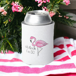 Enfriador De Latas Flamingo rosa Oh Flock Tengo 50 años
