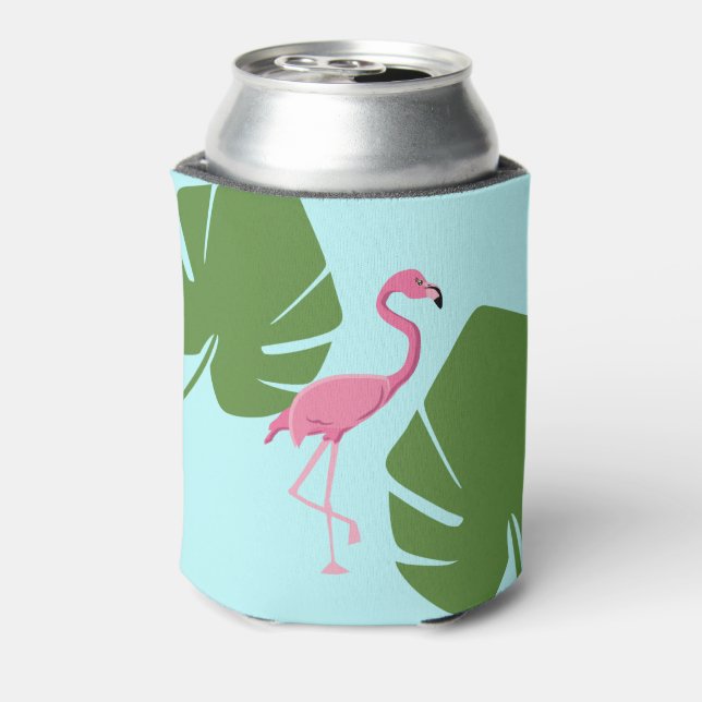 Enfriador De Latas Flamingo rosa personalizado tropical (Reverso de la lata)