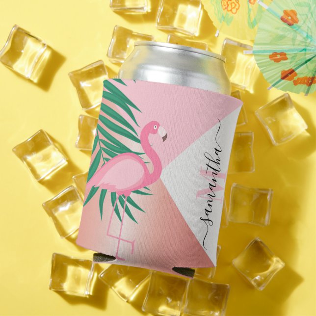 Enfriador De Latas Flamingo rosa tropical (Verano in situ)