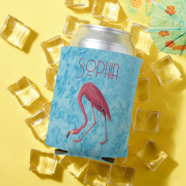 Enfriador De Latas Flamingo rosa vintage (Verano in situ)