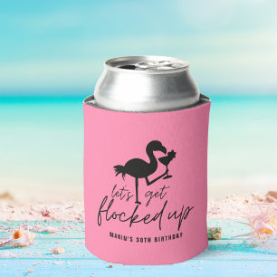 Enfriador De Latas Flamingo Rosado Frenado Cumpleaños Tropical