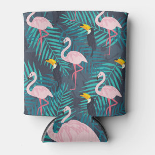 Enfriador De Latas Flamingo, toucano: patrón de hojas tropicales