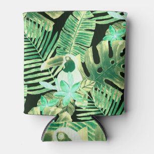 Enfriador De Latas Flamingo tropical: fondo del patrón de verano